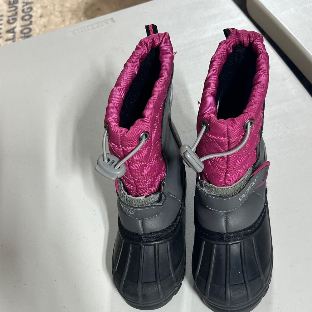 Kids Waterproof Boots - Pink and Gray